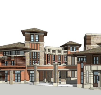 新中式商业会所su模型