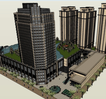 新古典商业街su模型