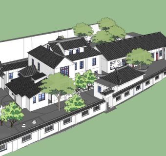 中式民居院落su模型