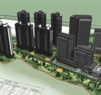 现代小区规划su模型