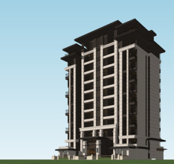 新中式多层公寓su模型