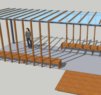 现代廊架su模型