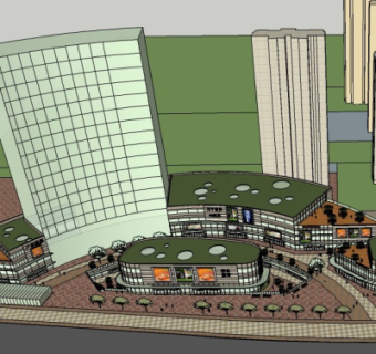 现代商业街su模型