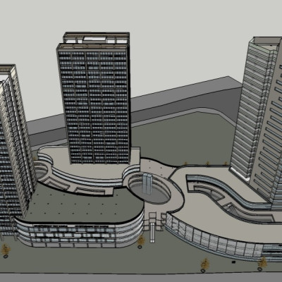 现代商业街su模型