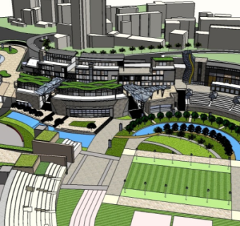 现代商业区规划su模型