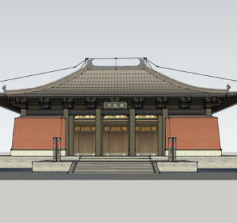 中式建筑外观su模型