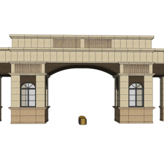 欧式小区入户门su模型