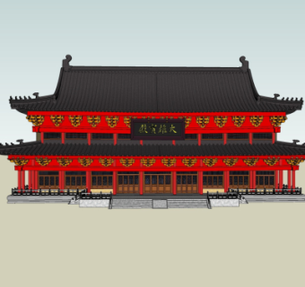 中式寺庙su模型