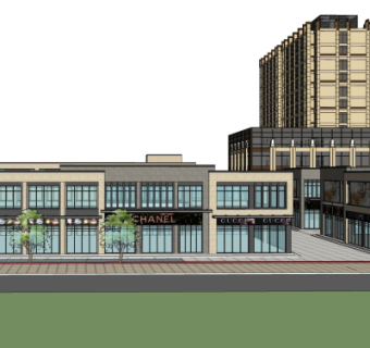 现代沿街商业建筑su模型