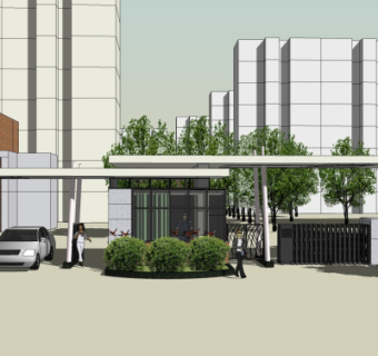 现代小区大门su模型