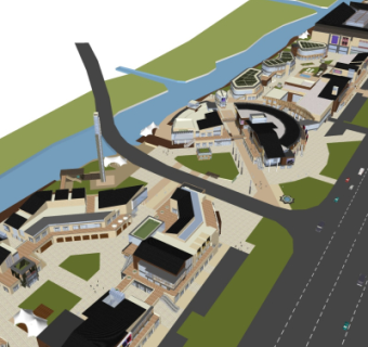 现代商业街规划su模型