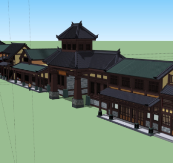 中式古建外观su模型