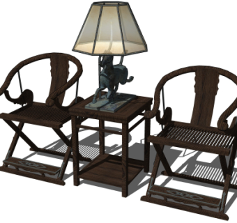 中式实木圈椅su模型