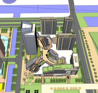 现代商业街su模型