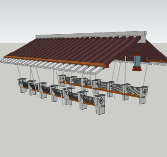 中式凉亭su模型