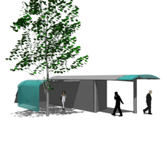 现代公交站su模型