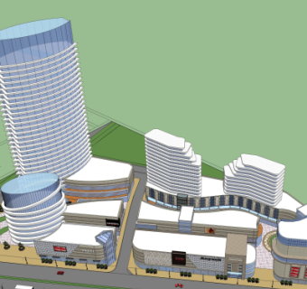 现代商业街su模型