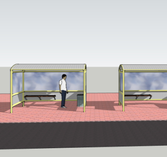 现代公交站su模型