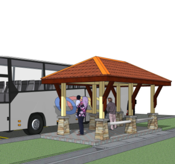 东南亚公交站su模型