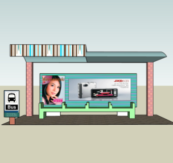 现代公交站su模型