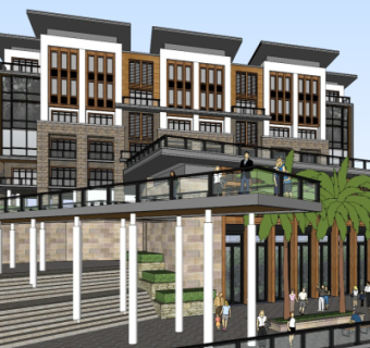 新中式山地酒店su模型