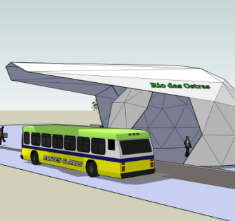 现代公交站su模型