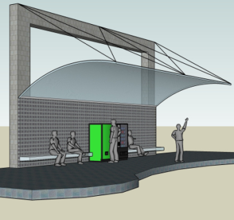 现代公交站su模型