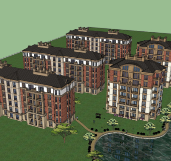 新古典住宅楼外观su模型