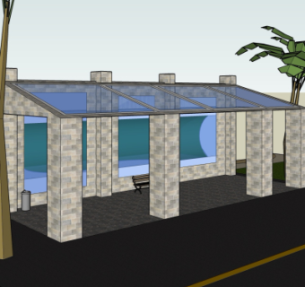 现代公交站su模型