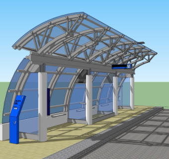 现代公交站su模型