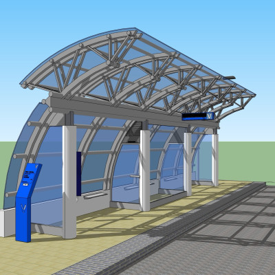 现代公交站su模型