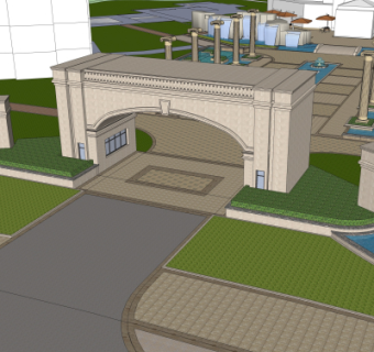 欧式小区门头su模型