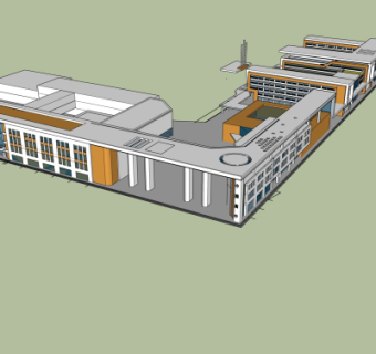 现代学校建筑外观su模型