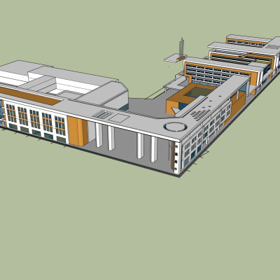 现代学校建筑外观su模型