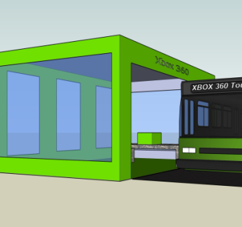 现代公交站su模型