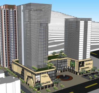 现代商业广场su模型