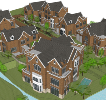 欧式别墅区规划su模型