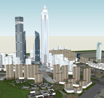 现代城市建筑外观su模型