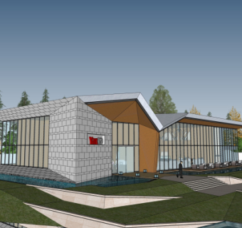 现代售楼处外观su模型