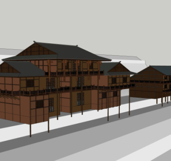 中式古建外观su模型