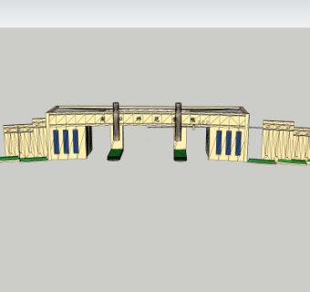 现代学校大门入口su模型