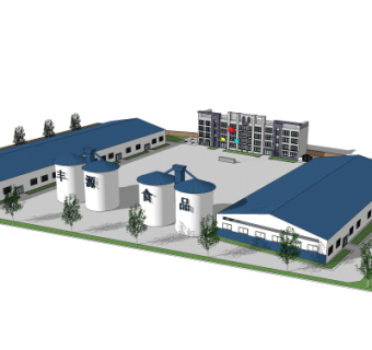 现代工厂外观su模型