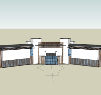 新中式大门入口su模型