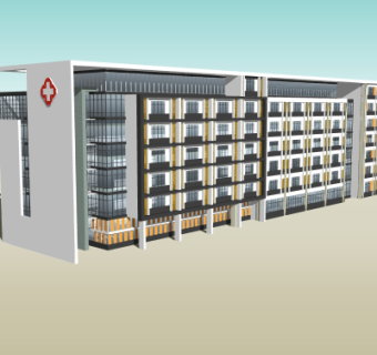 现代医院大楼外观su模型