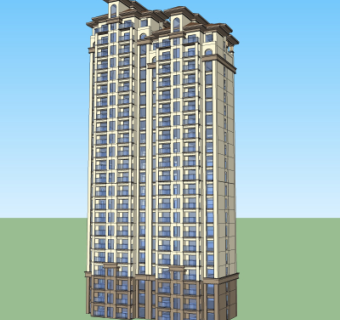 简欧住宅楼外观su模型
