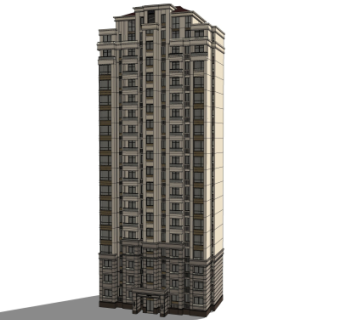简欧住宅楼外观su模型