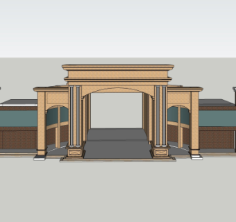 简欧小区大门入口su模型