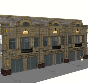 欧式店铺门面门头su模型