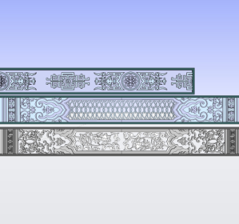 中式雕花构件su模型