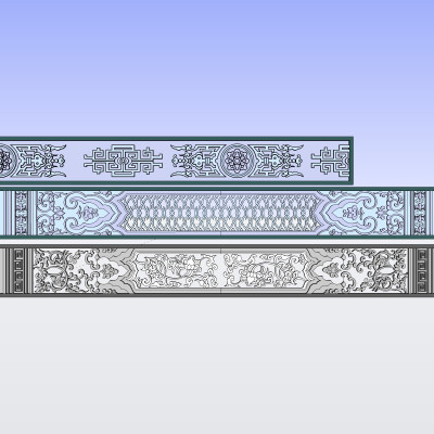 中式雕花构件su模型